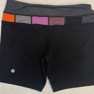 lululemon athletica Black Shorts with Colorful Waistband